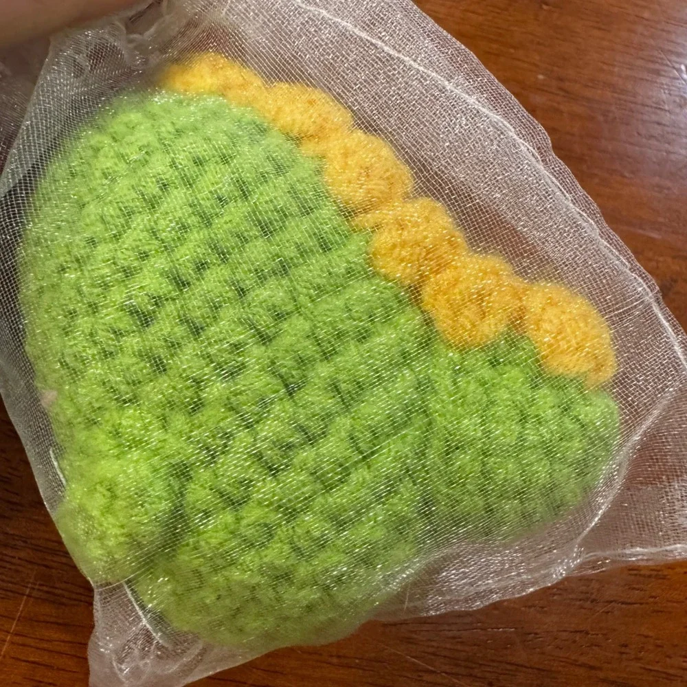 Handmade Crochet Positive Dinosaur Plushie Green Amigurumi Motivational Gift‎